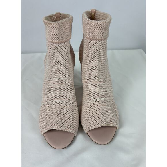 Avec Les Filles Mariah Sock Booties Pink 10 M Peep Toe Knit - Picture 12 of 12